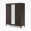 Armadio in legno marrone scuro con specchio