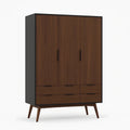 Armadio in Legno Massello con Tre Ante e Quattro Cassetti 200x150x60 cm