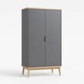 Armadio a Due Ante in MDF e Legno Massello Grigio