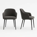 Set di 2 sedie in tessuto grigio con gambe in metallo nero