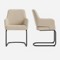 Sedia in tessuto beige con struttura in metallo