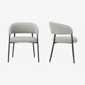 Set di 2 sedie in tessuto poliestere grigio chiaro con struttura in metallo nero