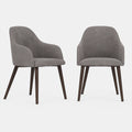 Set di 2 Sedie da Pranzo in Microfibra con Gambe in Legno, Grigio