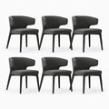 Set di 6 sedie in tessuto grigio con gambe in legno