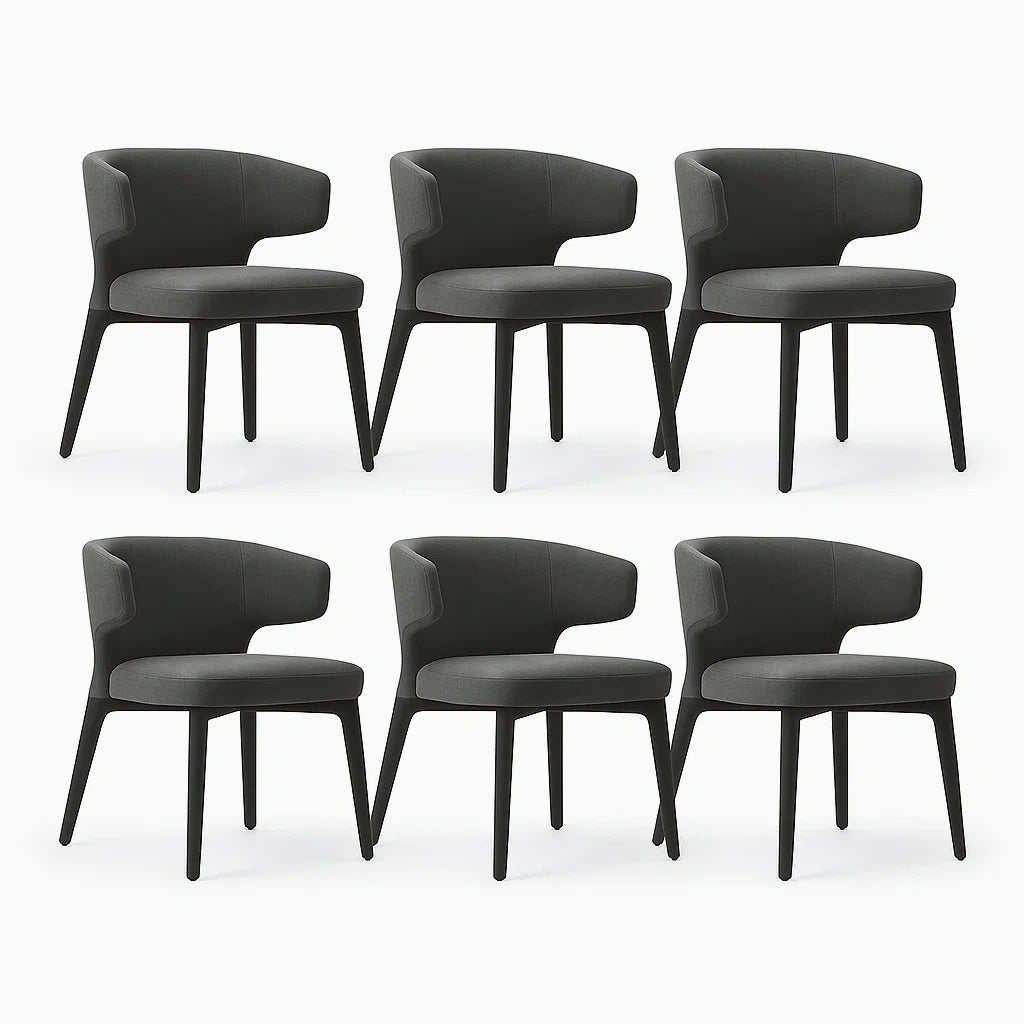 Set di 6 sedie in tessuto grigio con gambe in legno