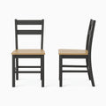 Set di 2 Sedie in Legno Massello Nero e Marrone Chiaro