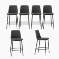 Set di 6 sgabelli alti in tessuto e metallo grigio