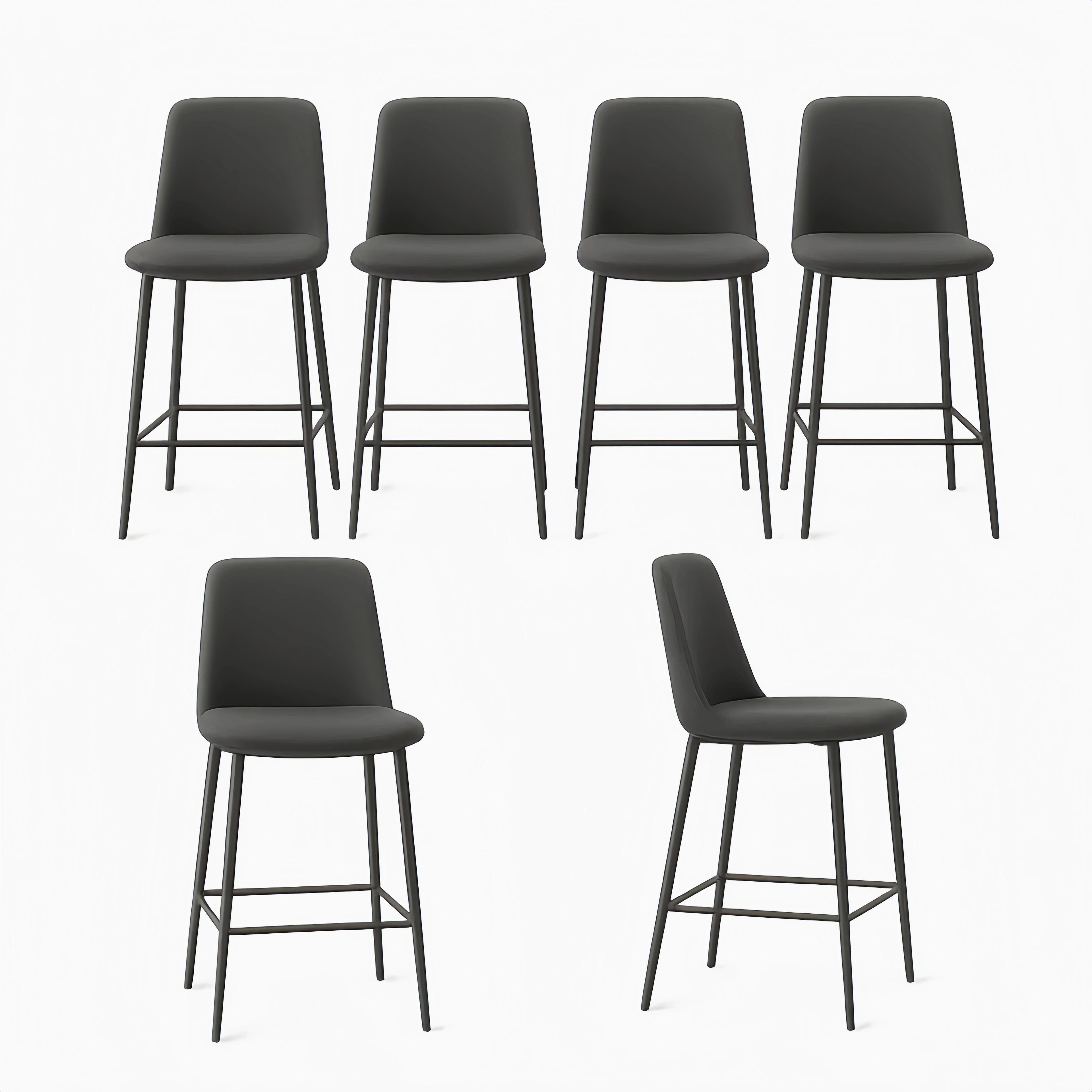 Set di 6 sgabelli alti in tessuto e metallo grigio