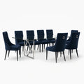 Set da pranzo 8 sedie velluto Blu con tavolo vetro temperato