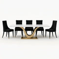Set tavolo da pranzo in legno e sedie in velluto