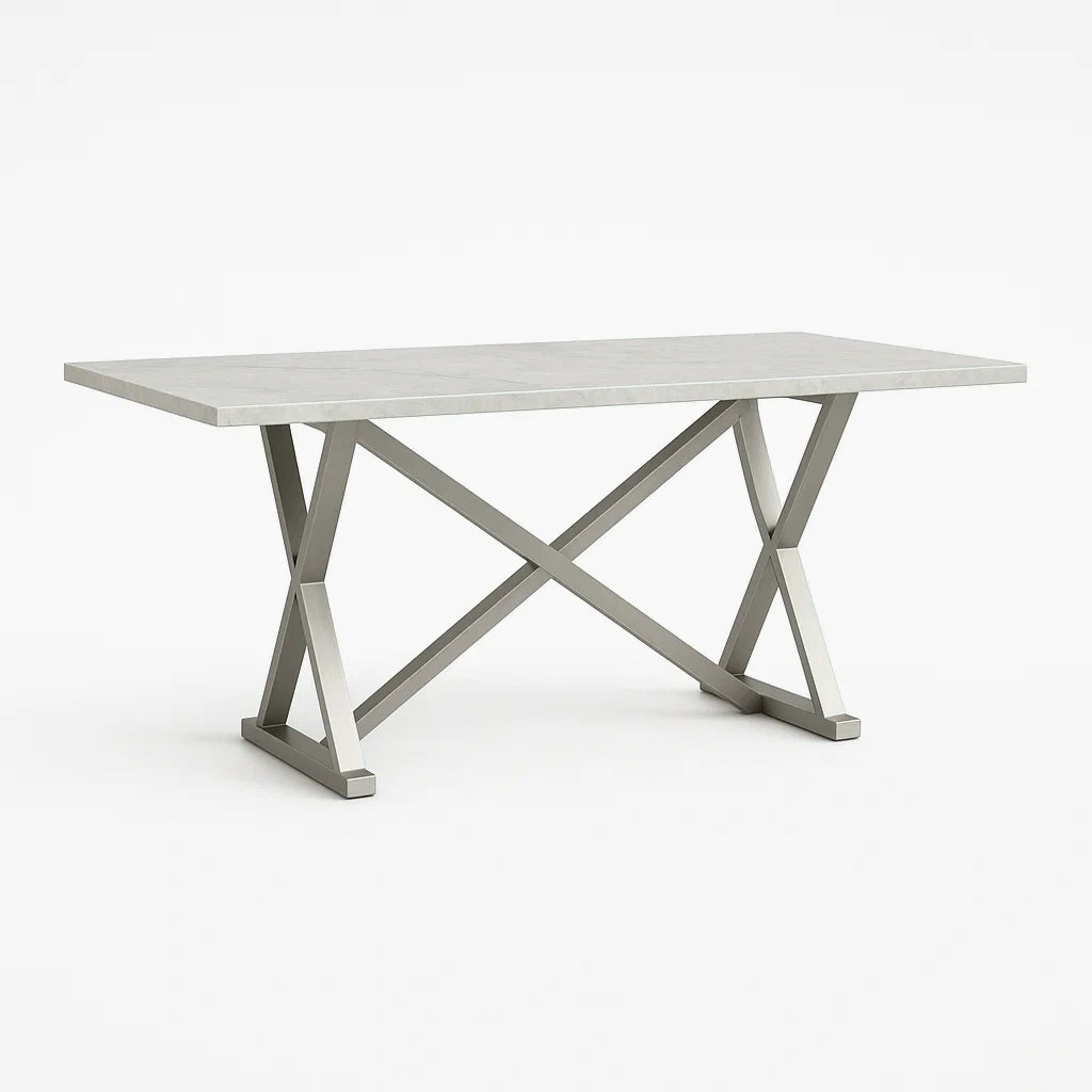Tavolo da pranzo in marmo con struttura in acciaio 180x90 cm