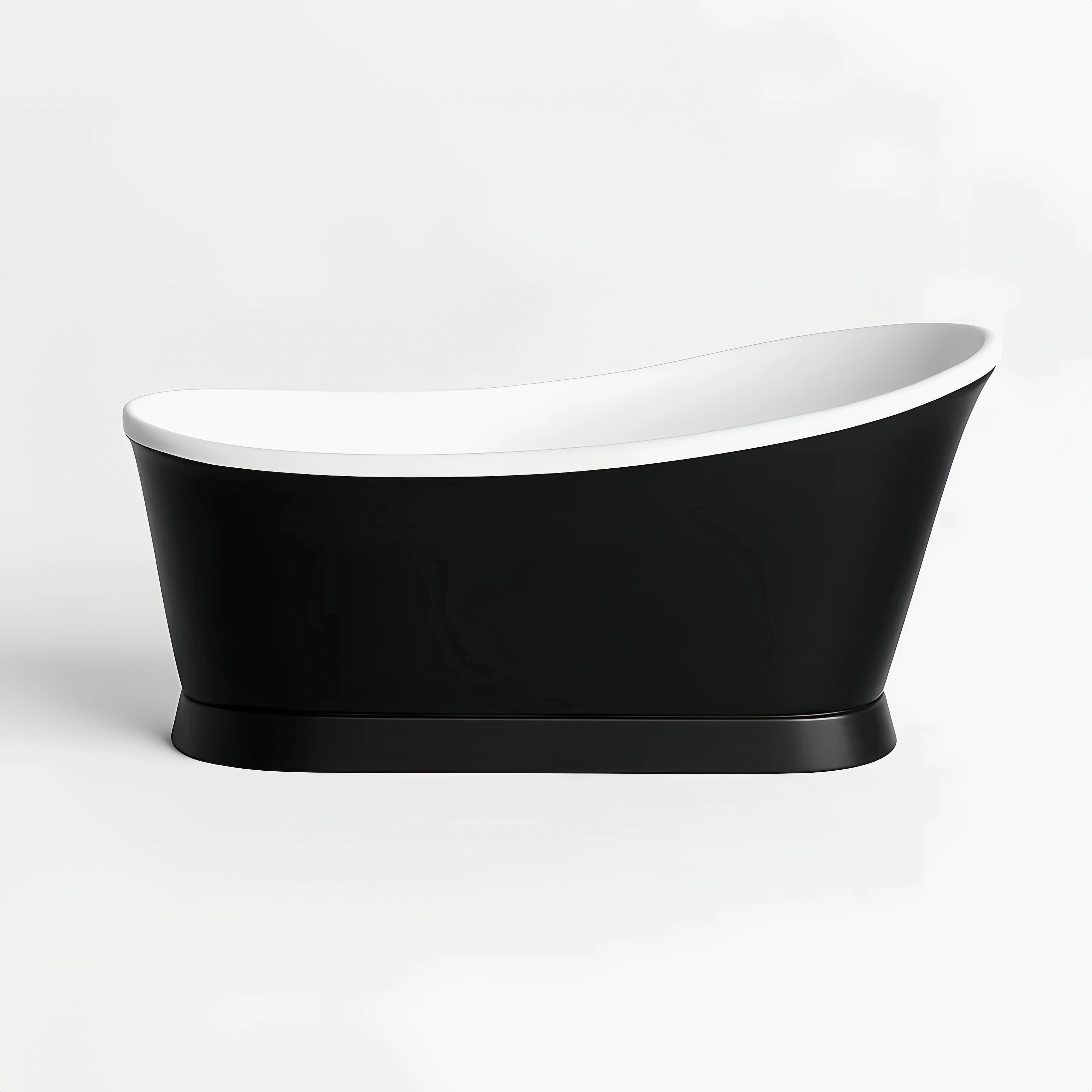 Vasca da bagno ovale in acrilico nero e bianco