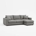 Divano angolare in tessuto poliestere grigio con chaise longue