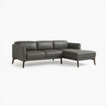Divano angolare in pelle sintetica con chaise longue grigia