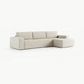 Divano angolare in tessuto poliestere beige 3 posti