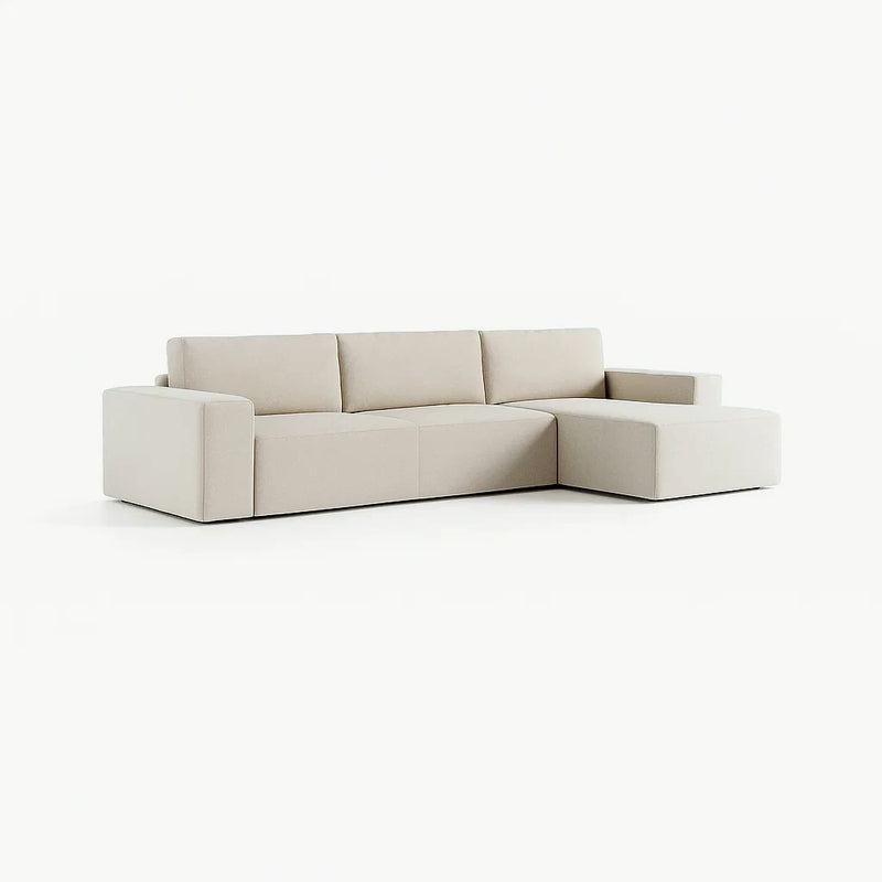 Divano angolare in tessuto poliestere beige 3 posti