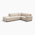 Divano Angolare in Tessuto Beige a 5 Posti