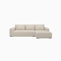 Divano angolare in legno e tessuto poliestere beige con chaise longue