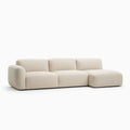 Divano modulare a 3 posti in tessuto beige con chaise longue