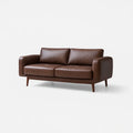 Divano in Pelle PU Marrone con Gambe in Legno
