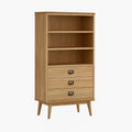 Libreria in legno di quercia con 3 ripiani e 3 cassetti