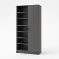 Libreria in Legno Composito con 6 Ripiani e Porta Grigio 180x80x30 cm
