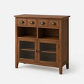 Credenza in legno con cassetti e ante in vetro temperato marrone