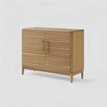 Credenza in Legno Massello Naturale con Ante a Doghe
