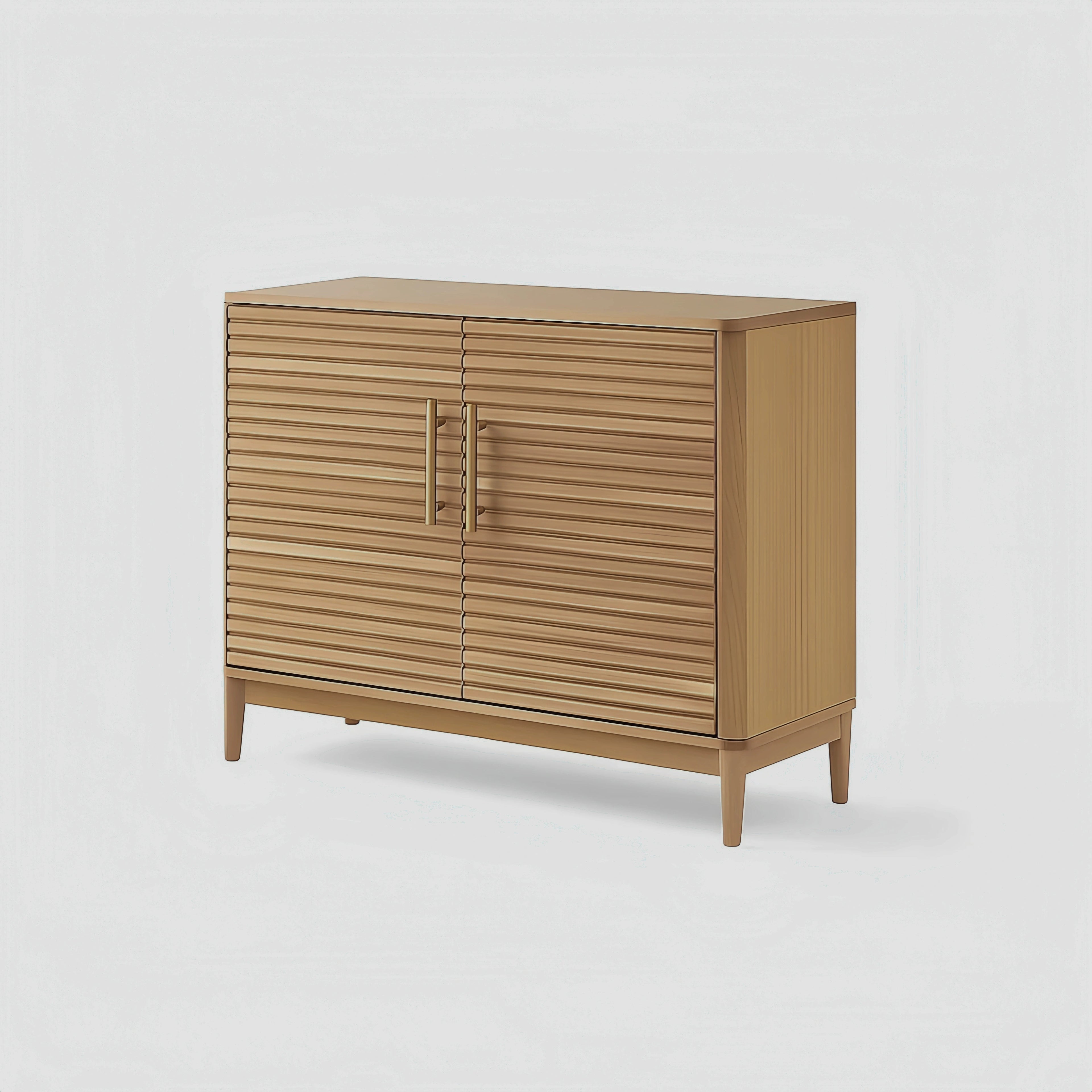 Credenza in Legno Massello Naturale con Ante a Doghe