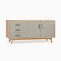 Credenza in legno con cassetti e ante grigie