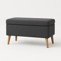 Panca contenitore in tessuto con gambe in legno