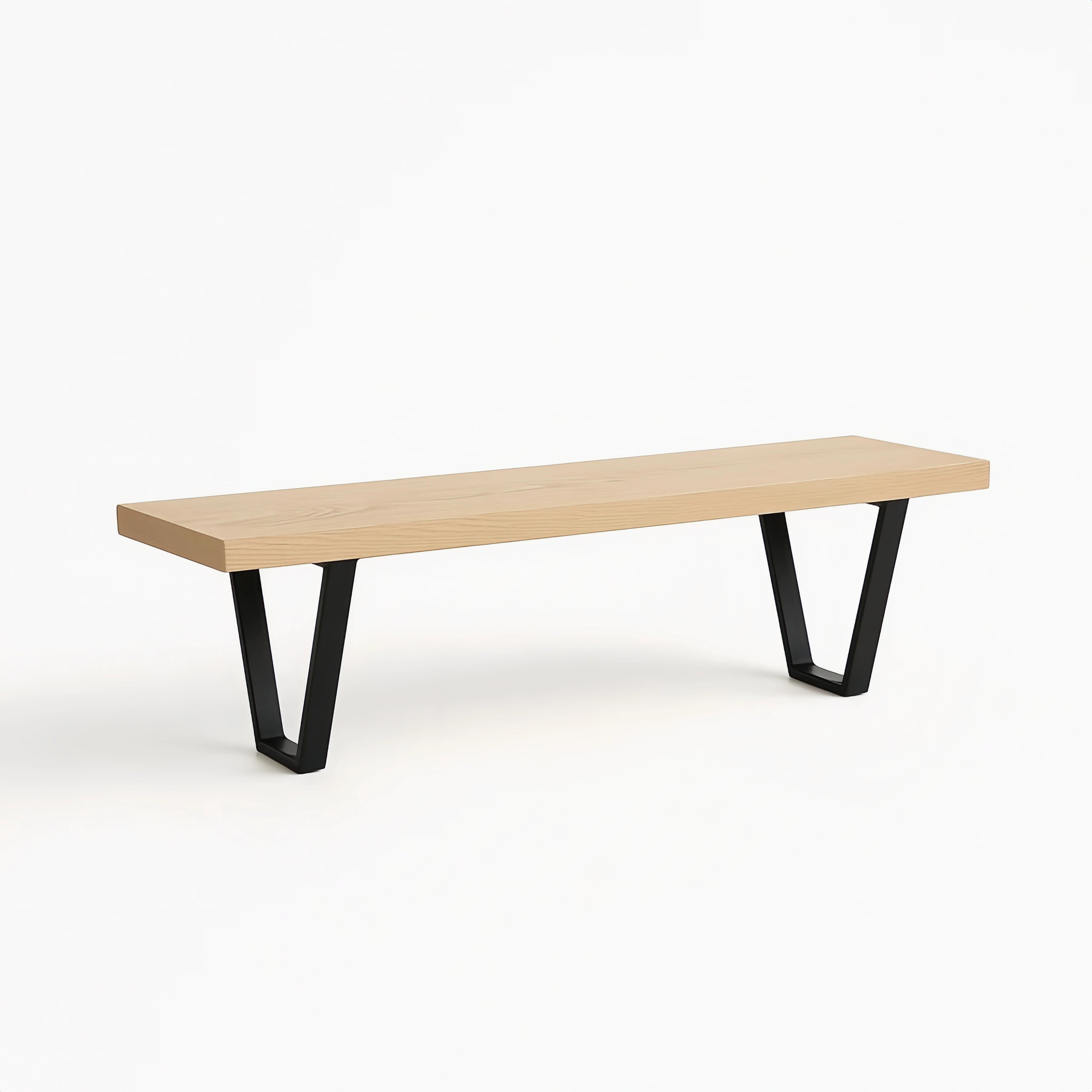 Panca in legno con gambe in metallo verniciato 140x35x45 cm