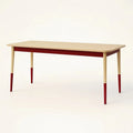 Tavolo rettangolare legno massello 180x80x75 cm Beige/Rosso