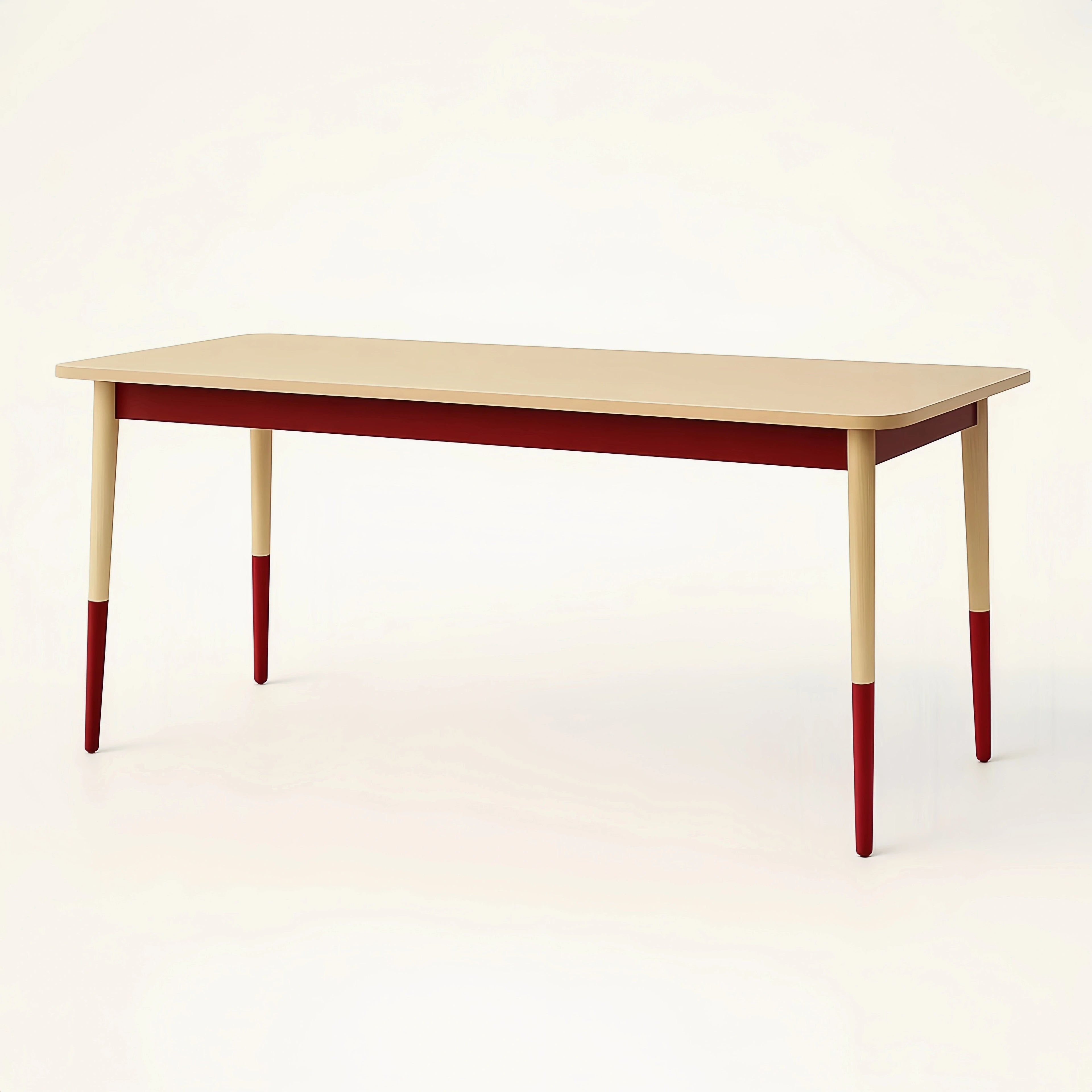 Tavolo rettangolare legno massello 180x80x75 cm Beige/Rosso