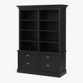 Libreria in Legno Nero a 4 Cassetti e Ripiani