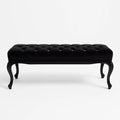 Panca in Velluto Nero con Gambe in Legno Intagliato