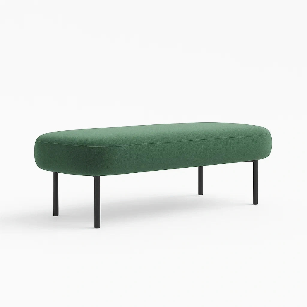 Panca in Tessuto Verde con Gambe in Metallo