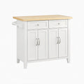 Isola da Cucina in Legno con Cassetti e Armadietti 112x46x92 cm Bianco/Naturale
