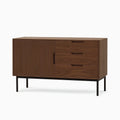 Credenza in Legno e Metallo con 3 Cassetti Noce 120x40x80 cm