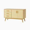Credenza in legno MDF con 3 cassetti e 2 ante Giallo 120x40x80 cm