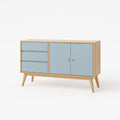 Credenza in Legno con Cassetti e Ante Blu 120x40x75 cm