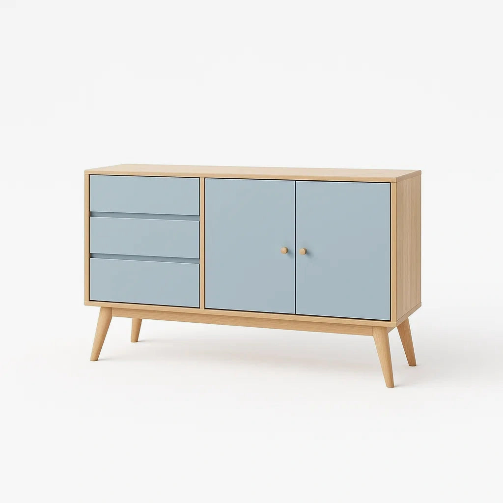 Credenza in Legno con Cassetti e Ante Blu 120x40x75 cm