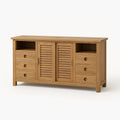 Credenza in legno massello con ante scorrevoli e cassetti 140x40x90 cm