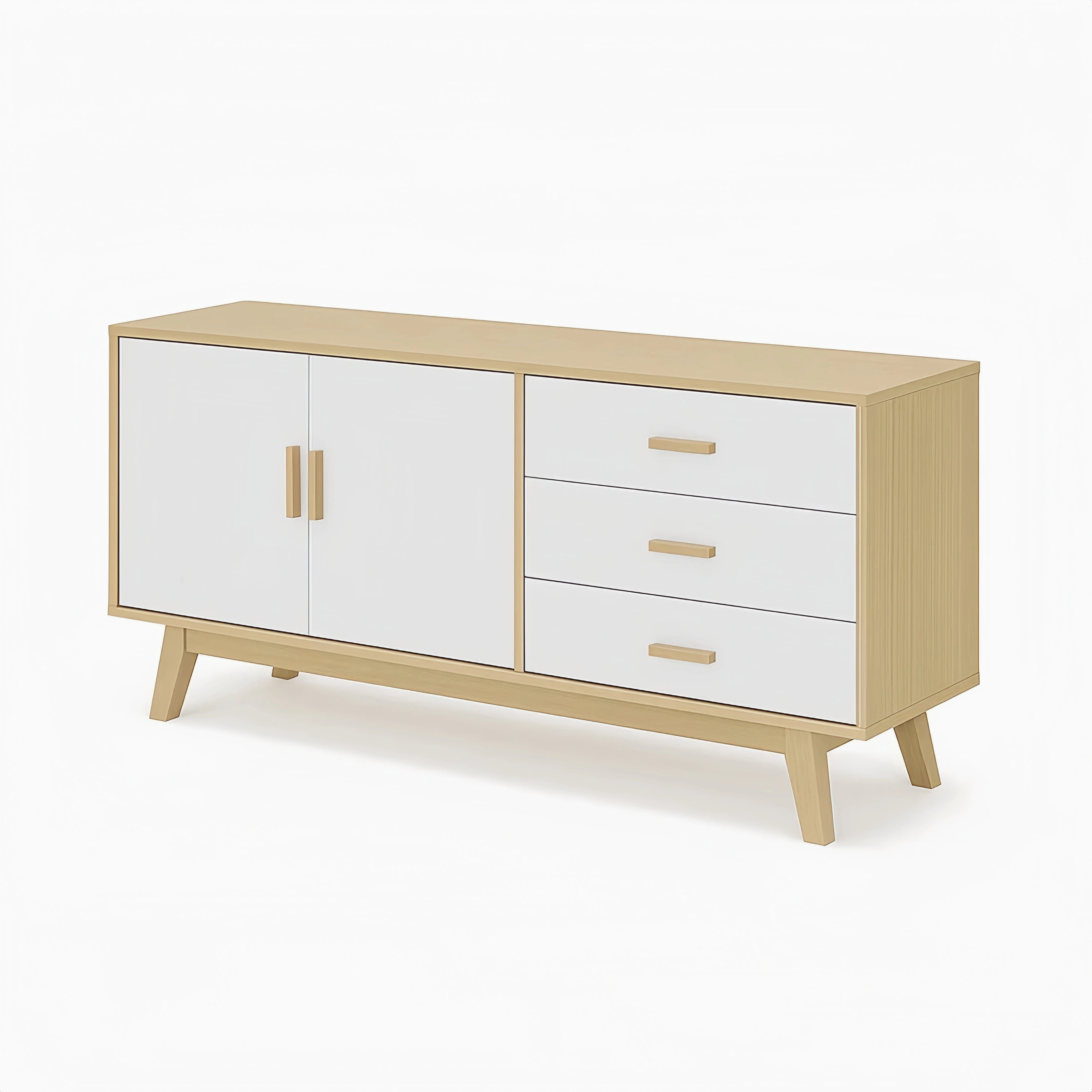 Credenza in legno con ante e cassetti bianca