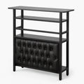 Tavolo Bar in Metallo e Ecopelle Nera 120x40x105 cm