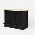 Bancone Bar in Legno Massello Nero con Piano in Rovere Chiaro